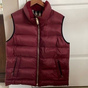 Prada vest puffer in a burgundy color